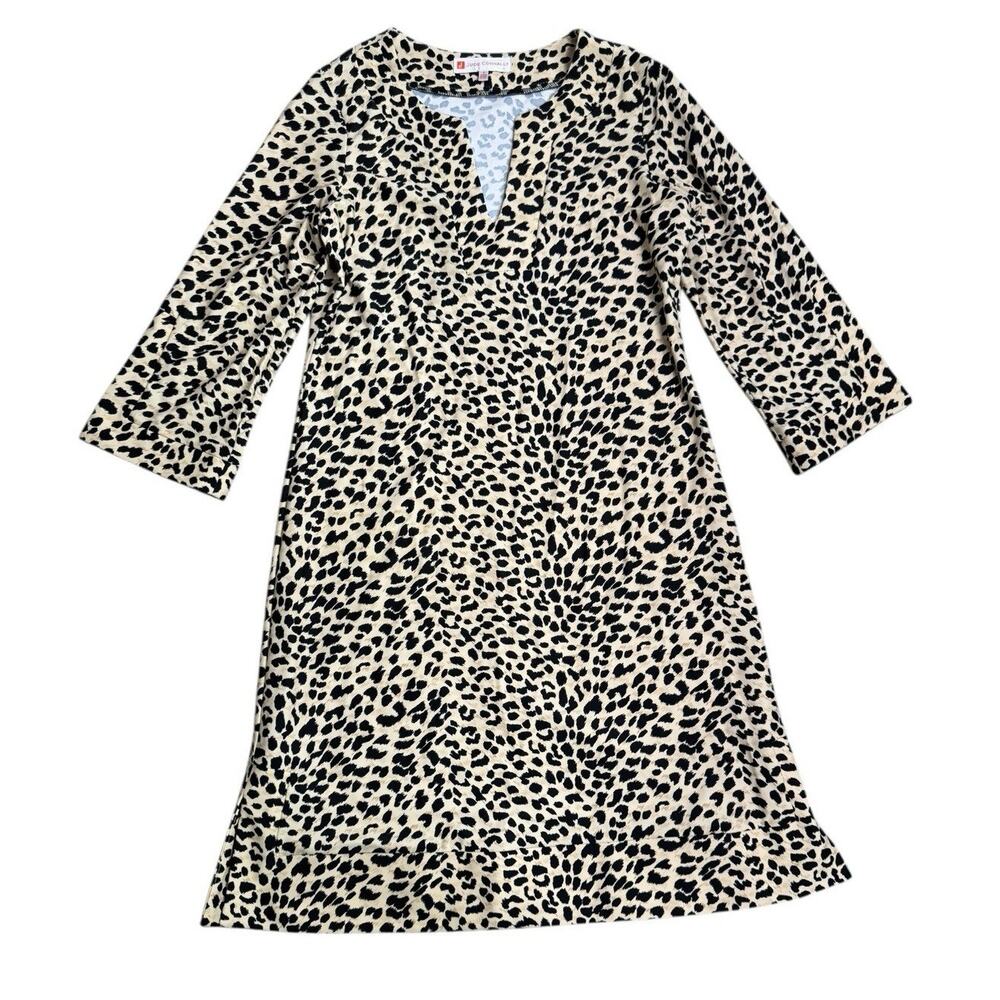 Jude Connally Megan Tunic Shift Dress S Cheetah Leopard Animal Print V Neck